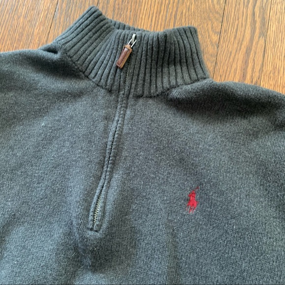Polo by Ralph Lauren | Gray Quarter Zip Cotton Sweater Pullover - Picture 2 of 5